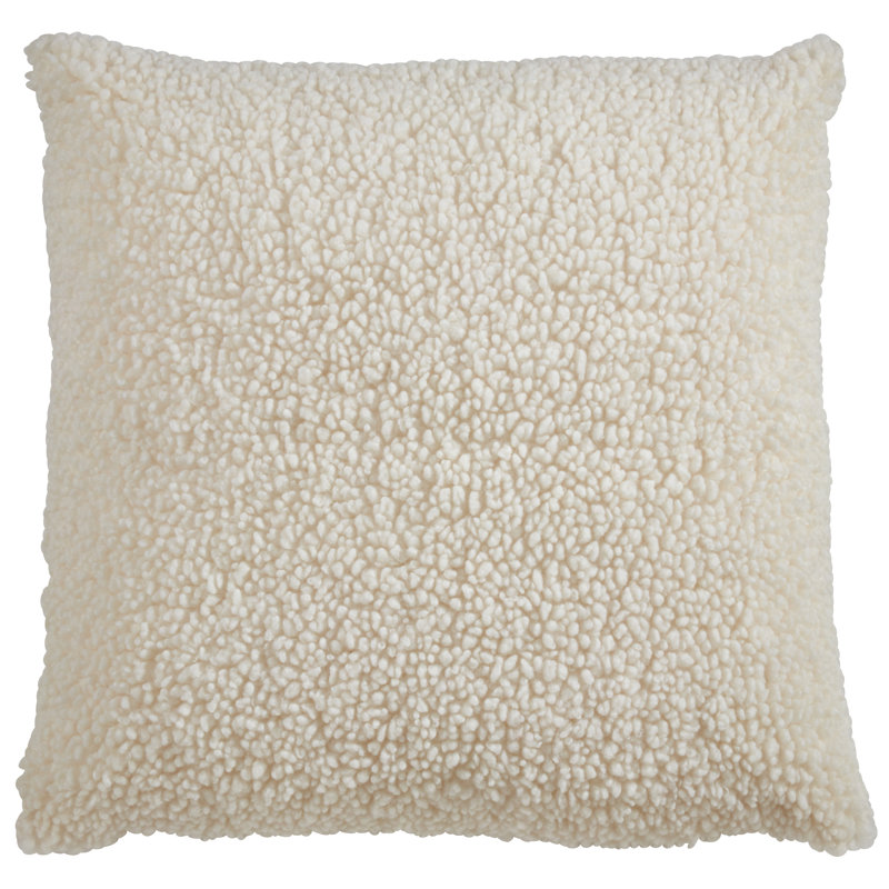 Ivory Faux Fur Square Throw Pillow 18"
