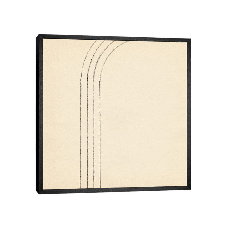 Minimalist Neutral Line Art II by Whales Way - Painting on Canvas, 93.98cm H x 93.98cm W x 3.81cm D, Black Framed