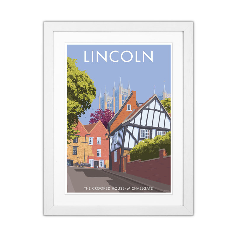 Lincoln Crooked House by Stephen Millership - Print on Canvas, 53.5cm H x 43.5cm W x 3cm D, White Framed Canvas