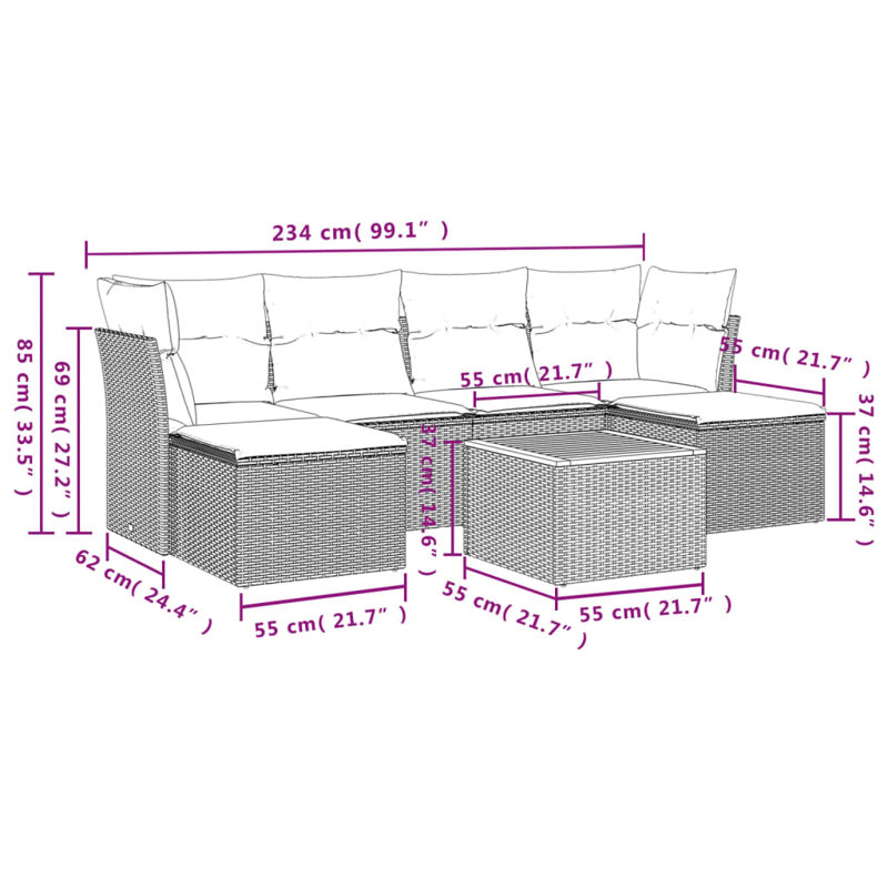 Ensemble de canapé de jardin Vidaxl gris