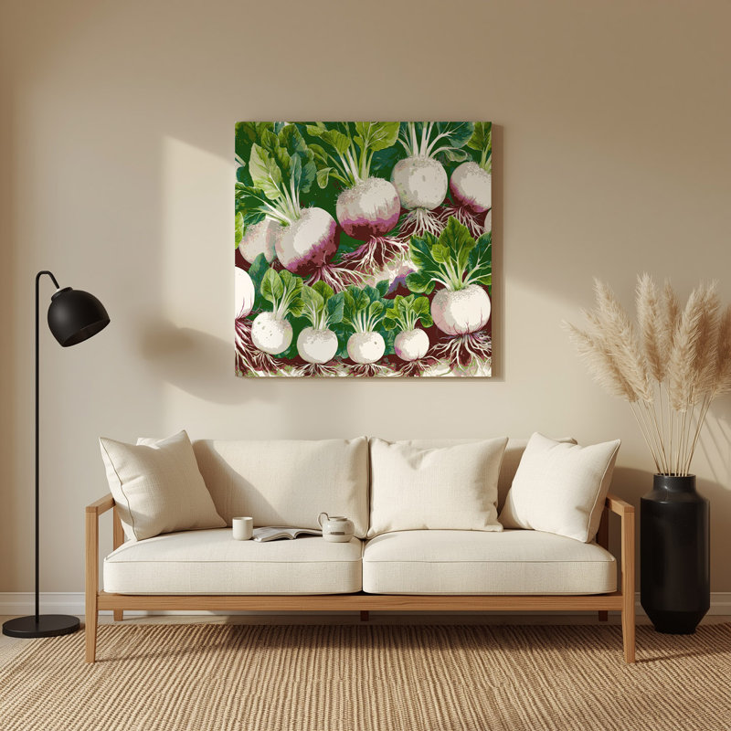 Art mural en métal vert légumes radis Daikon, H 8 po x l 8 po