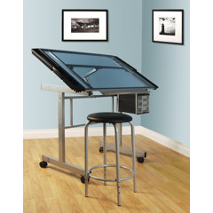 Flash Furniture Swanson Adjustable Drawing and Drafting Table with Black  Frame and Dual Wheel Casters, Cherry