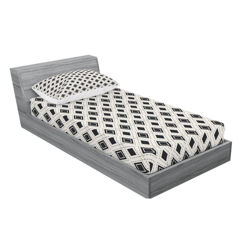 Microfiber Geometric Sheet Set, Twin Sheet Set with Fitted Sheet