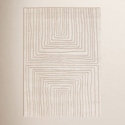 Quillan Ivory Beige Striped Rug