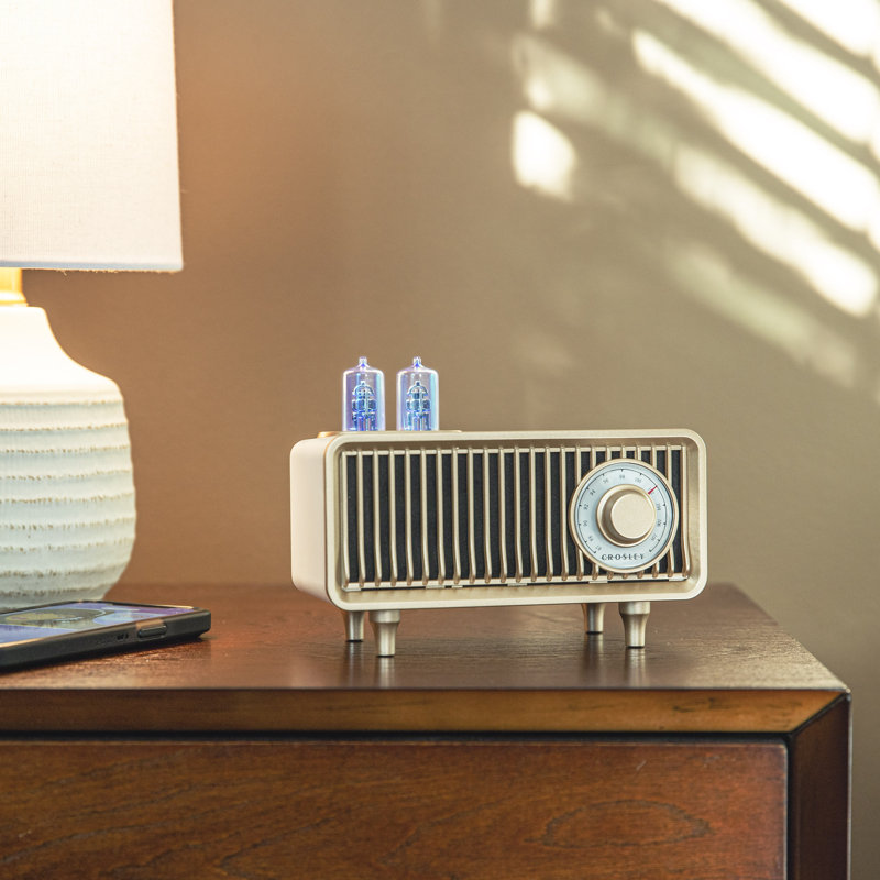 Milton White Sand Portable Vintage Radio with Bluetooth