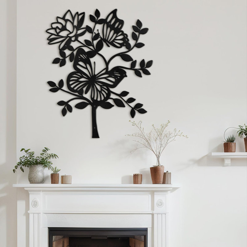Décoration murale en métal, Noir, H 36 po x l 24 po x P 0,05 po
