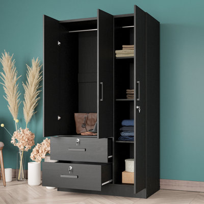 Garde-robe 3 portes, 2 tiroirs, 1 serrure Ke Wilson - 36 W