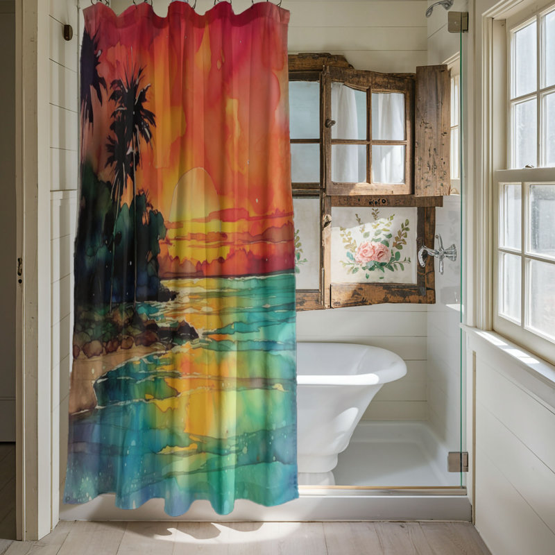 Sunset Art Patterns - Rideau de douche standard 1 pièce, H 74 po x l 71 po