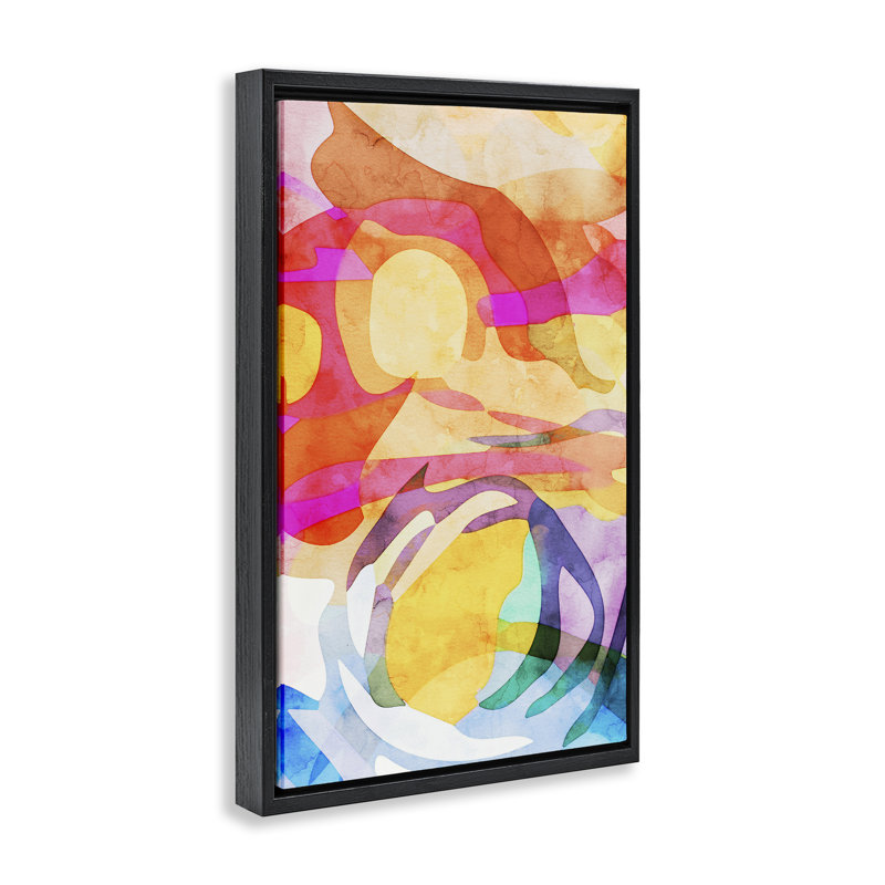  Toile flottante encadrée à formes superposées transparentes par Incado, H 31 po x l 21 po, Cadre flottant noir de jais