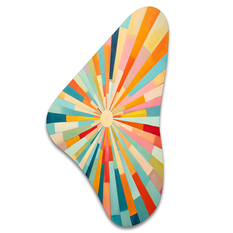 «Colorful Mid Century Optical Serenade III», reproduction d'art sculpture en métal Freeform, 31" H x 17" W x 1" D