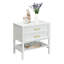 Table de chevet 2 tiroirs Elora, table de chevet avec tiroirs de rangement, table de chevet pour chambre à coucher, table de bout ou table d'appoint pour le salon, P 15,5 po x l 23,6 po x H 24,2 po, blanc-2117112940