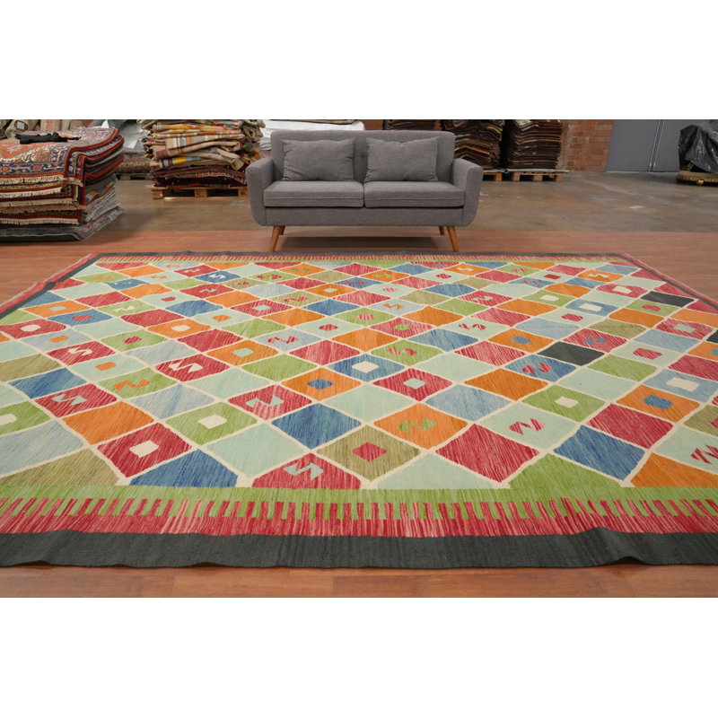 Tapis kilim brillant et audacieux 10x13 pour pièces vibrantes