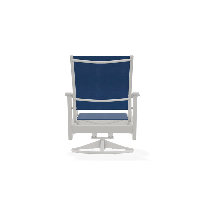 Wexler Outdoor Swivel Lounge Chair, Cobalt 35D Sunbrella®, Snow
