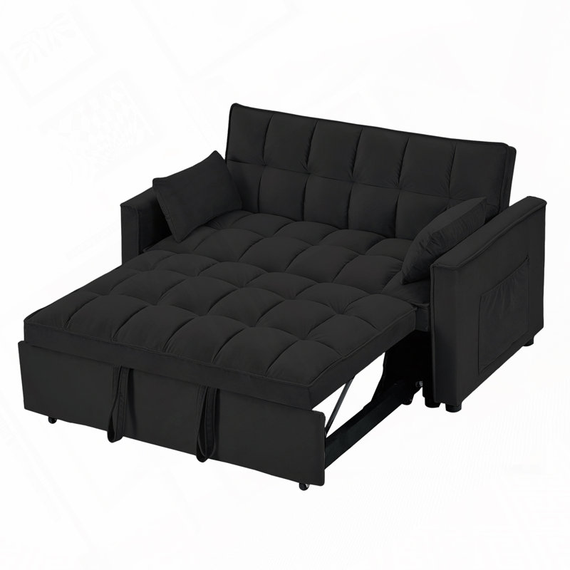 Canapé-lit convertible en velours, Noir