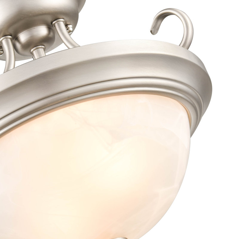 Snediker Glass Semi Flush Mount, 11.5" H x 13" W x 13" D, Satin Nickel