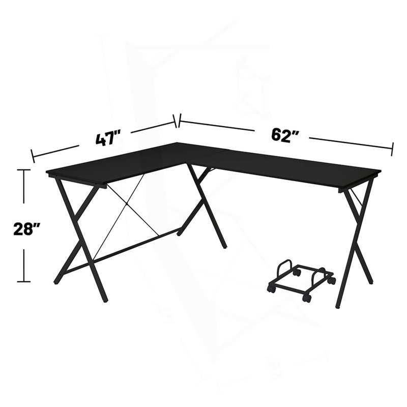 L-Shape Computer Desk With Computer Holder, Black