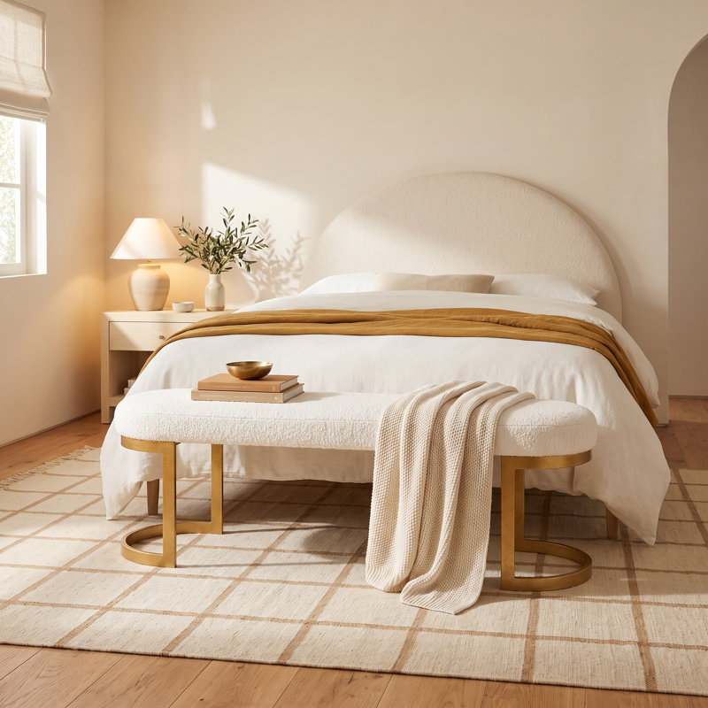 April Upholstered Bench, Gold