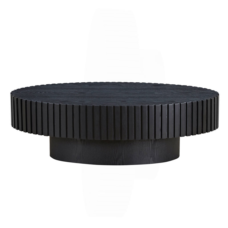 Modern Handcraft Drum Coffee Table Length 43.7 Inch Ellipse Coffee Table For Living Room, Black, 13.78" H x 24.8" L x 43.7" W