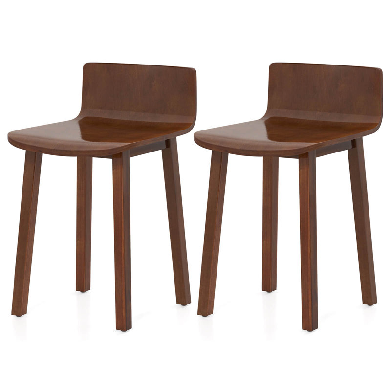 Dining Chairs with Acacia Wood Legs Curved Seat & Low Back for Home, 2