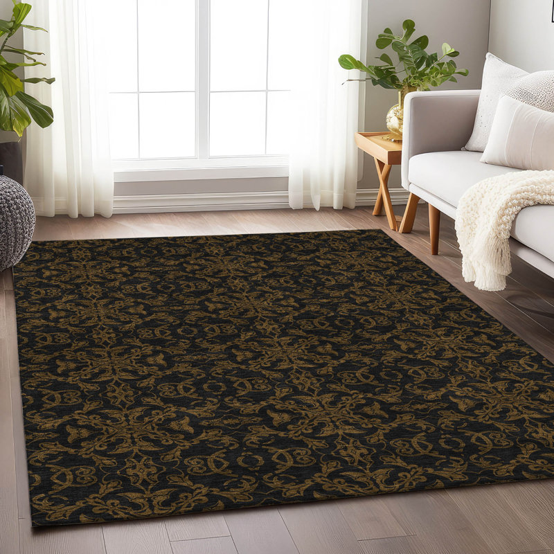 Premium Machine Washable Prisco Brown Rug, Rectangle 9' x 12'