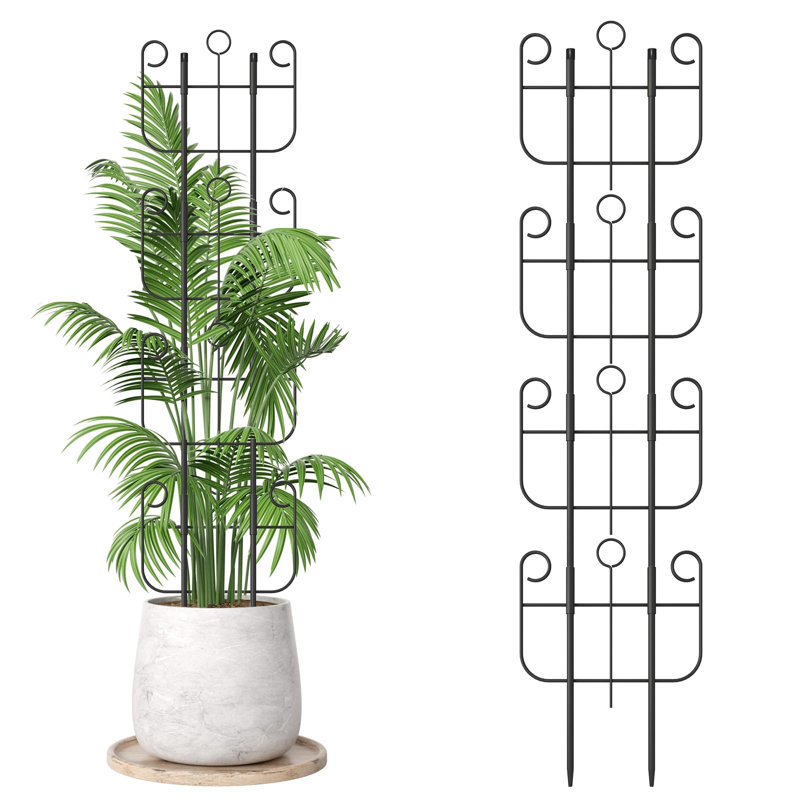 Lot de 4 treillis pour plantes grimpantes d'intérieur, support robuste pour pothos, noir, 15" H x 10" W x 0.1" D