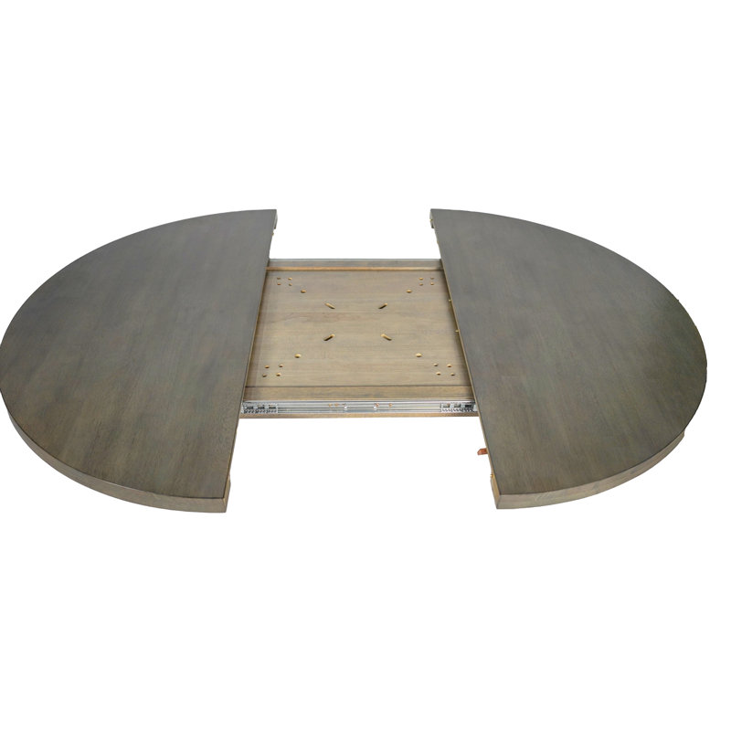 Nickel Gray Solid Hardwood Round Extension Table Top
