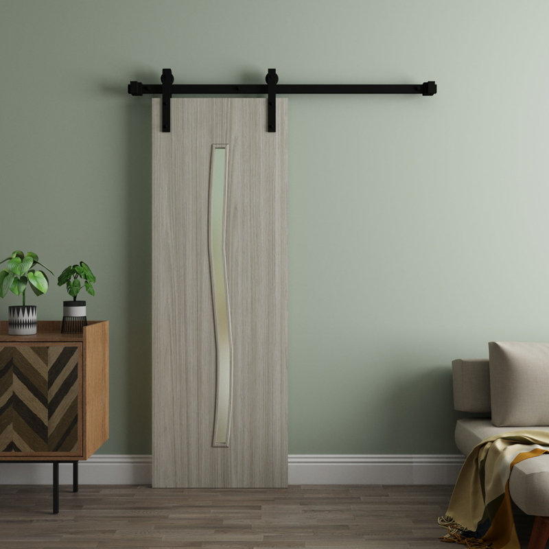 Ensemble de quincaillerie lourde de porte de grange moderne pour portes de grange modernes ESSENTIAL 8002, Chêne Franko