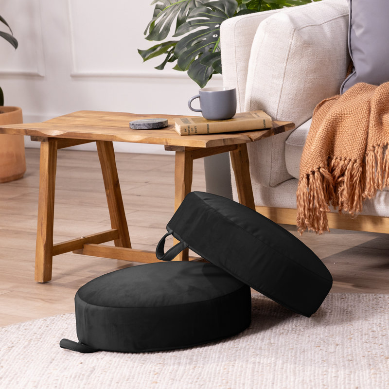 Overstuffed Microfiber Cushions, 2-Pack, Onyx