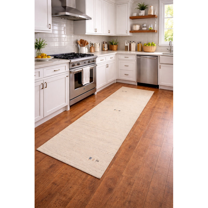 Tapis oriental moderne Oatmeal Tribal Gabbeh, Tapis de couloir 3 pi x 8 pi