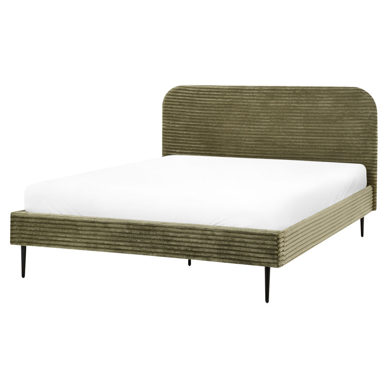 Bed Corduroy Fieldsboro, Green, European Kingsize (160 x 200 cm)
