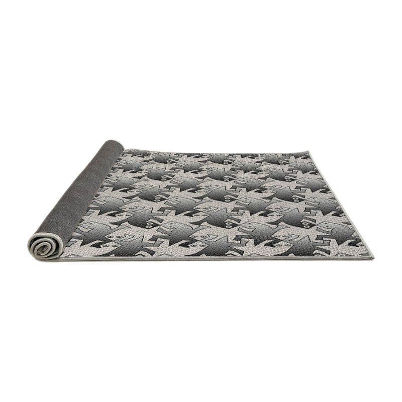 Tapis gris/zone noire à motifs, Rond 8 pi
