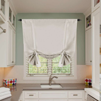 Curtains Thermal Insulated Tie Up Window Shade Light Reducing Curtains for Kitchen, Rod Pocket 2 Panels - 42" Wide by 63" Long