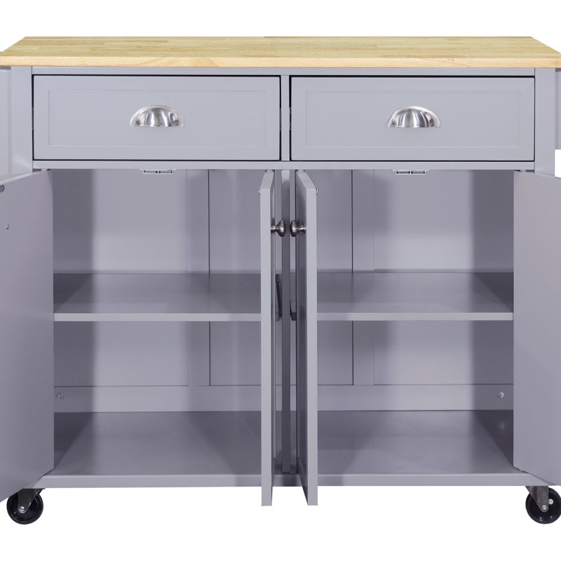 Îlot de cuisine en bois naturel Cambridge avec espace de rangement spacieux et flexible