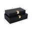 Boîtes de rangement élégantes en tissage avec couvercles pour la présentation de la chambre à coucher - Boîte à souvenirs pour organisateur décoratif pour la maison - 11 po, 10 po, noir et or