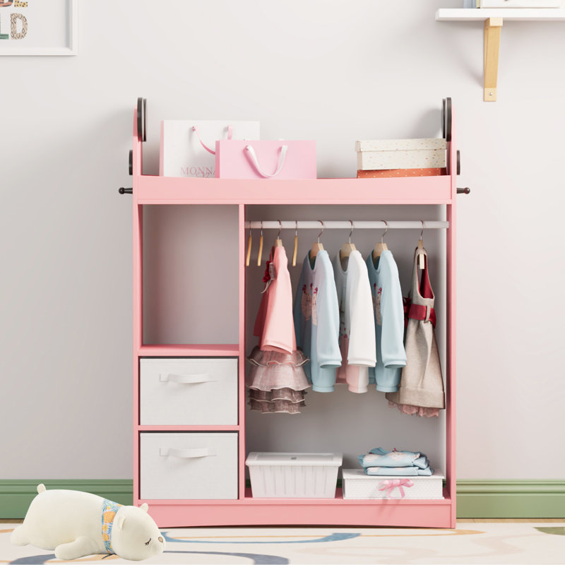 0 Door Manufactured Wood Wardrobe, Pink