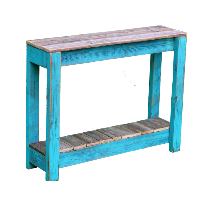 Nessa Solid Wood Console Table, 28" H x 36" W x 10" D, Natural, Turquoise