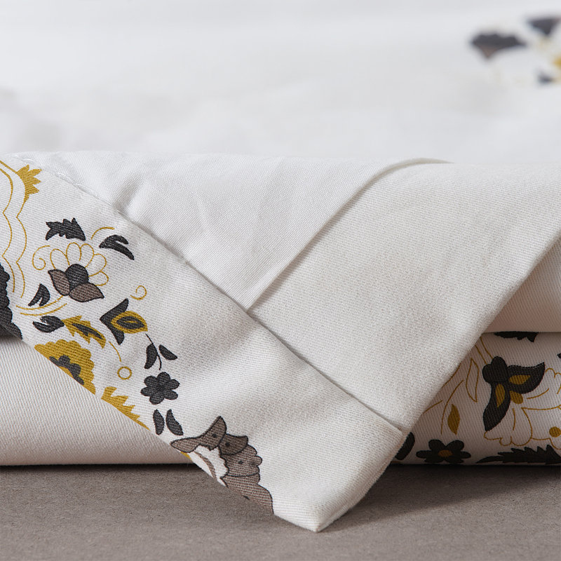 Mcclenton Damask Cotton Room Darkening Single Curtain Panel, 50" W x 96" L, Kerala Gold