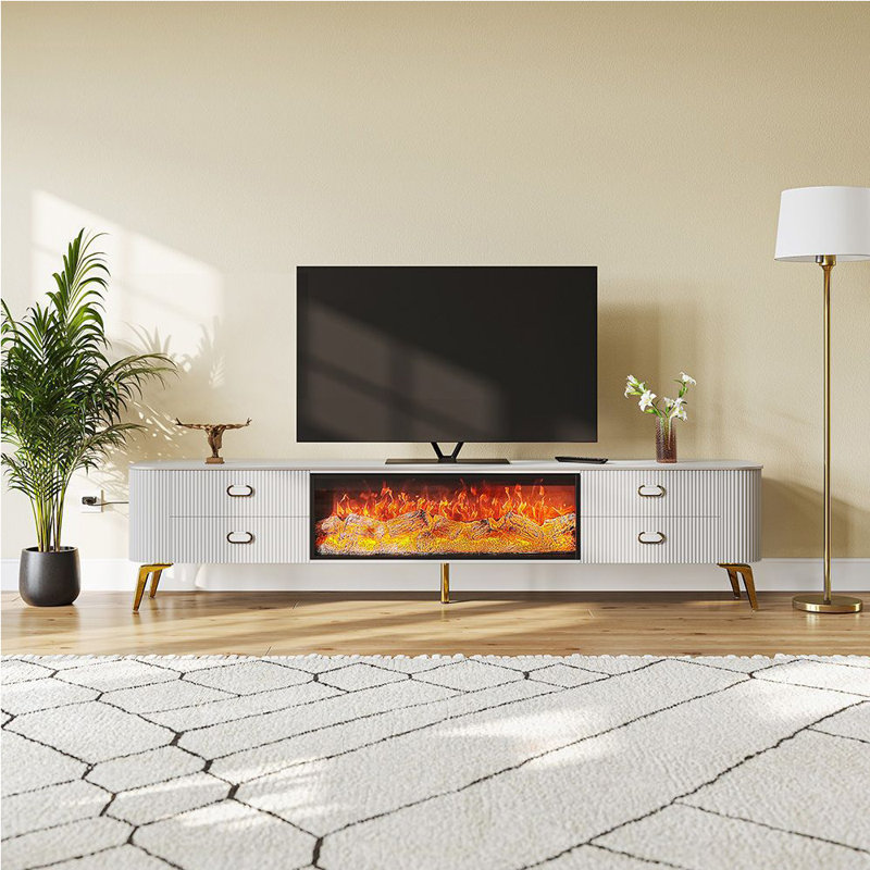 Simulated flame electronic fireplace TV stand