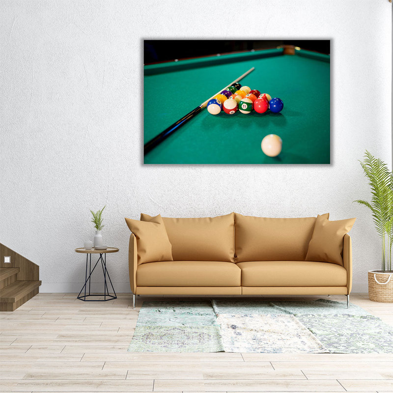 Table de billard avec accessoires - reproduction d'art sur toile, H 12 po x l 18 po