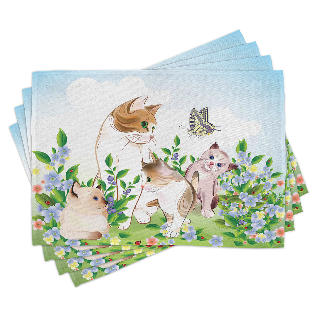 Platzdeckchen 4er-Set, Happy Kittens, Multicolor