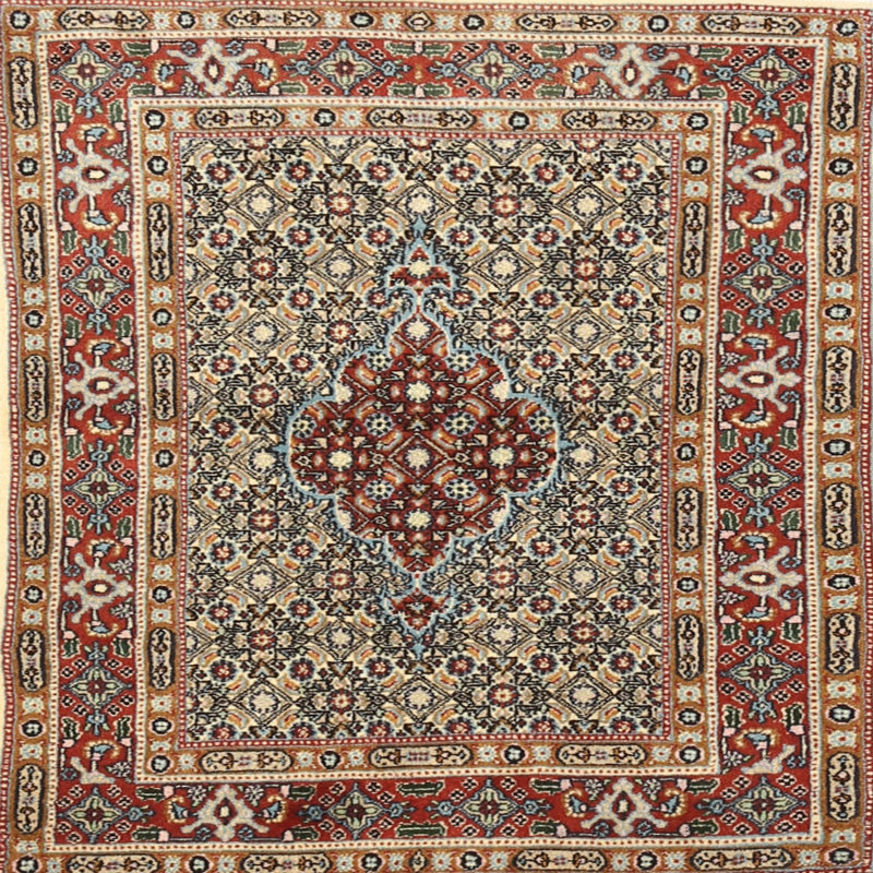Tapis traditionnel gris / brun Grenkie, Carré 4 pi