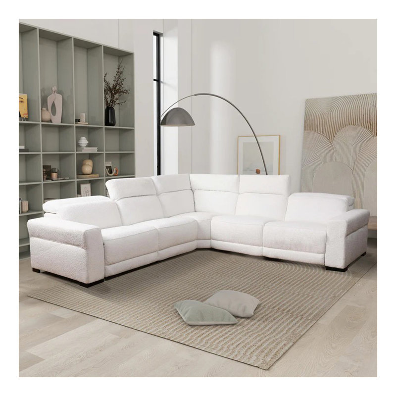 Canapé modulaire inclinable Yohan - Boucle blanche