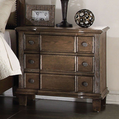 Epworth 3-Drawer Nightstand in Weathered Oak