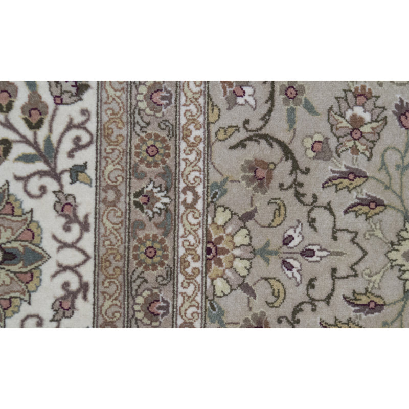 Tapis doré / ivoire / brun noué à la main de haute qualité