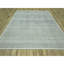 10'2"x10'2" Medium Grey, Distressed and Oxidized Grass Design with Exposed Warps, Pure Wool, Hand Knotted, Square, Oriental Rug
