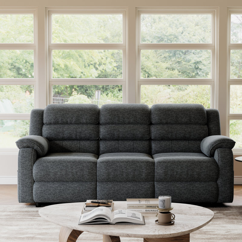 79" Wide 3-Seater Power Reclining Sofa with Dual Motorized Recliners, Gray
