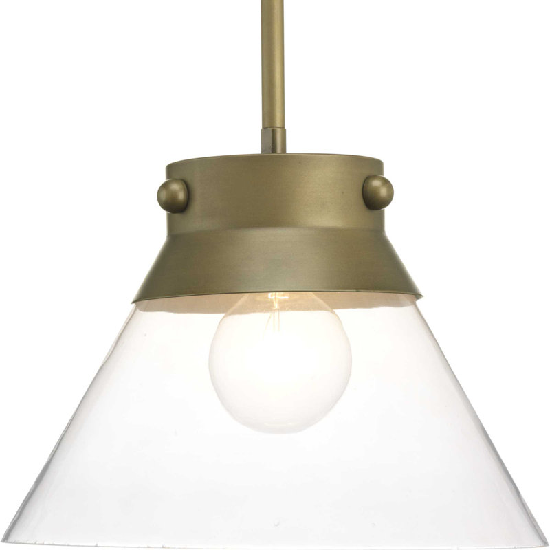Tapia Trail Aged Brass 1-Light Pendant with Seeded Glass Shade