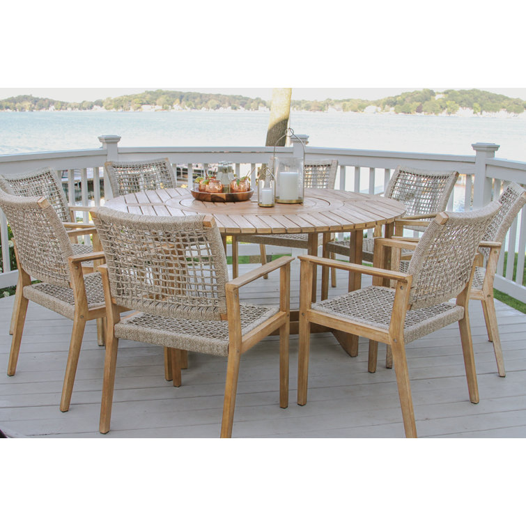 Birch Lane Fleur Eucalyptus and Rope Outdoor Dining Armchair (Set of 2) Outdoor Dining Chairs