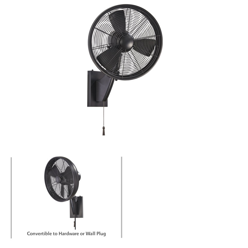 Anywhere 15.5" Anywhere Oscillating Wall Mounted Fan, Matte Black