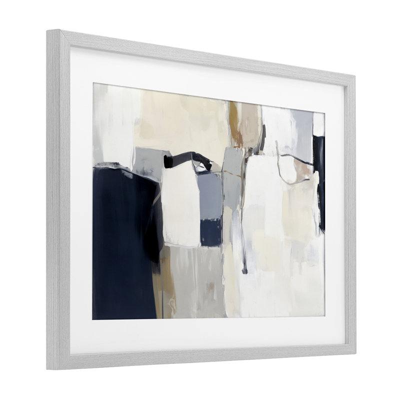 «Neutral Tapisserie Abstraction», reproduction sous verre encadrée, design par Irena Orlov, Cadre de ferme gris
